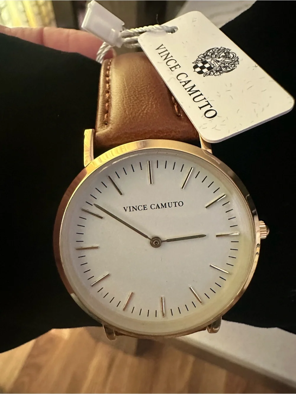 Vince Camuto Women's Tan Leather Strap Watch with White Dial